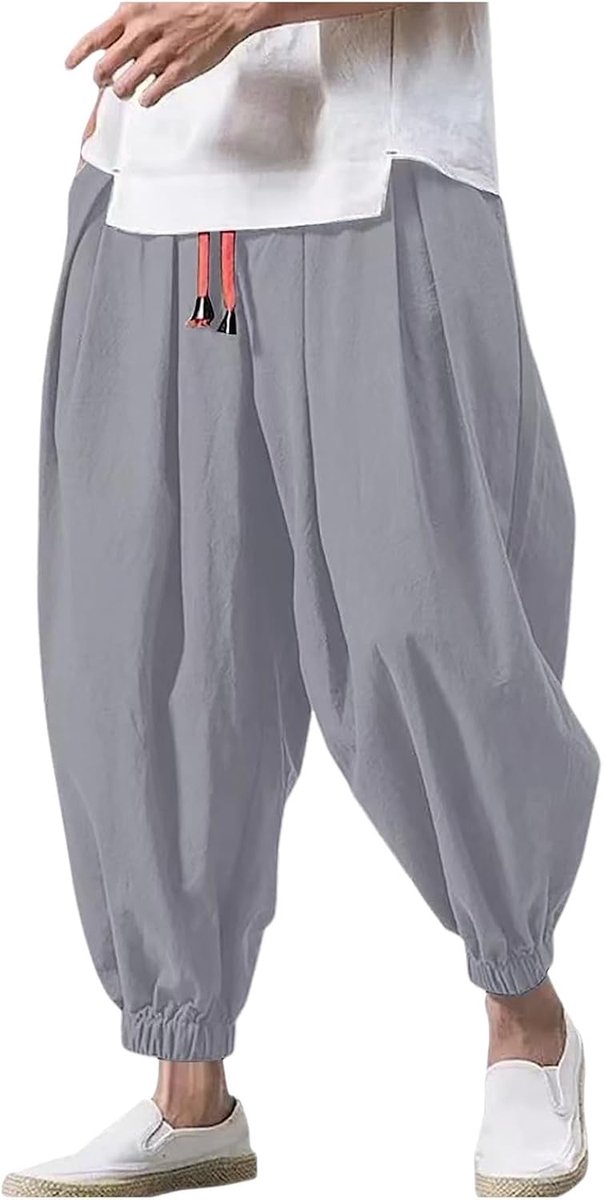 Casual wijde broek voor heren, los, elastisch, beenkleur, effen kleur