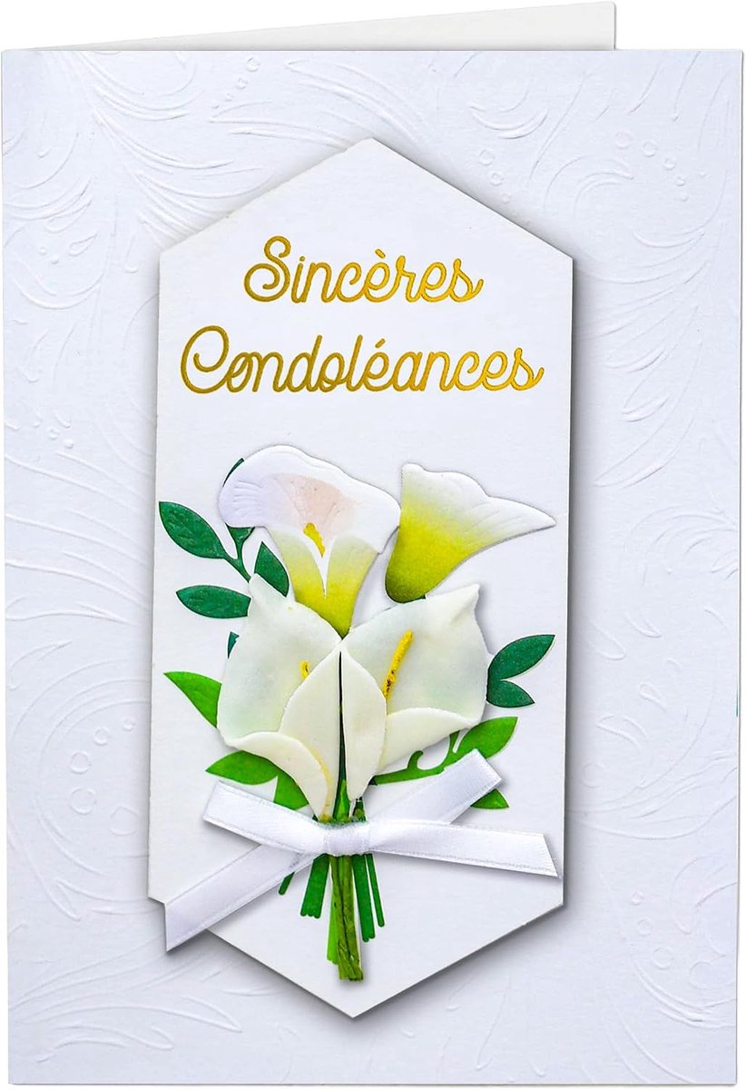 Coon Signature Kaart met envelop en zegelsticker - condoleancekaart lelie - Sinceres Condoleances