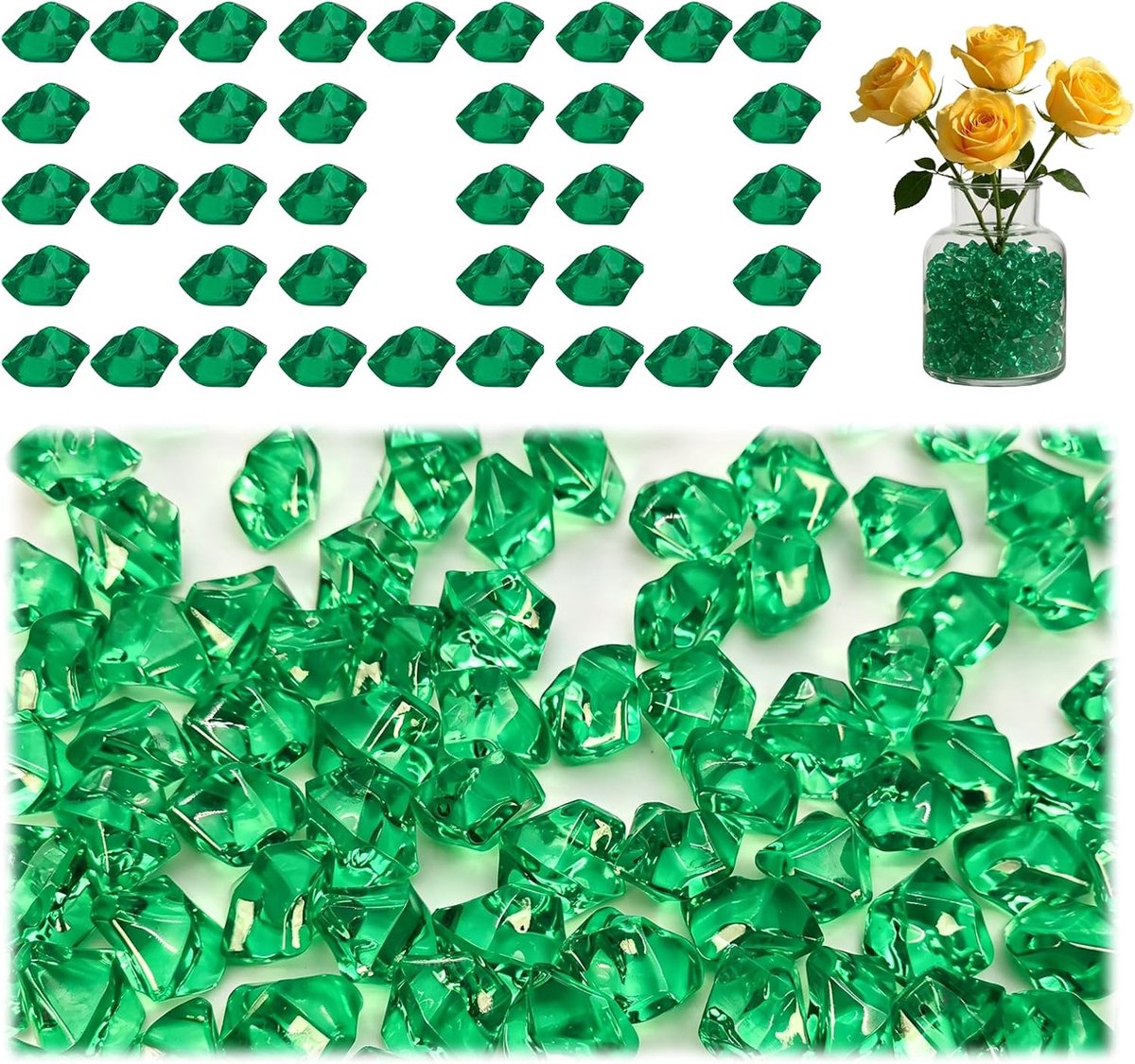 800 stuks groene decoratieve stenen acryl decoratieve diamanten groene mokkelstenen voor vazen party tafeldecoratie handwerk