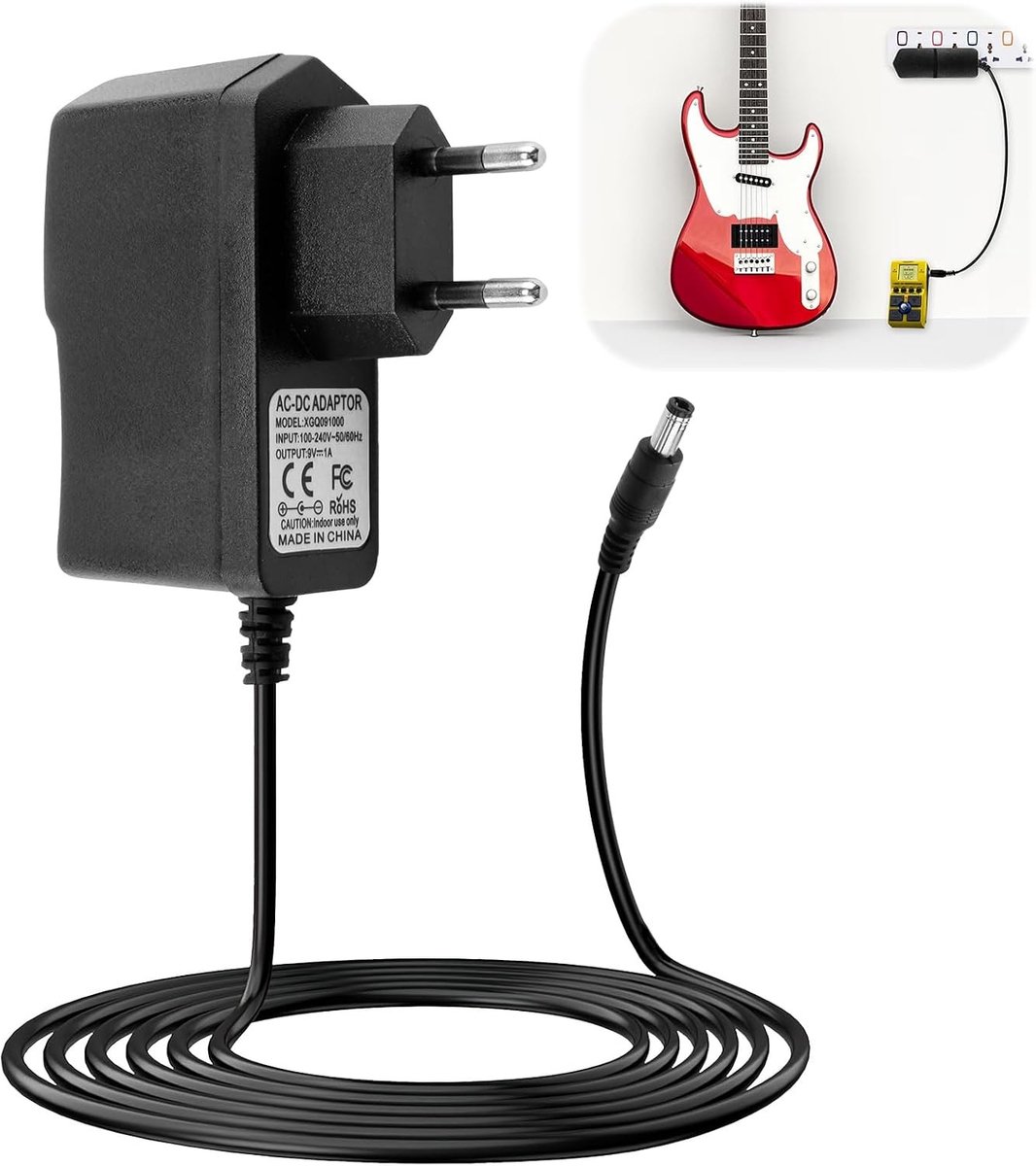 Voeding voor 9V Gitaarpedalen en Casio Keyboard met 1.5M Kabel - Ideaal voor Muzikanten en Optredens