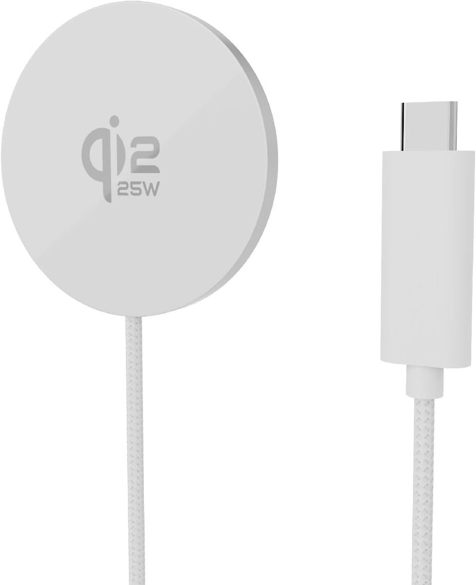 Draadloze Oplaadstation voor iPhone en AirPods: Magnetische Inductieve Oplader voor iPhone 17, 16, 15, 14, 13, 12 en AirPods Pro, 4, 3, 2 (Wit)