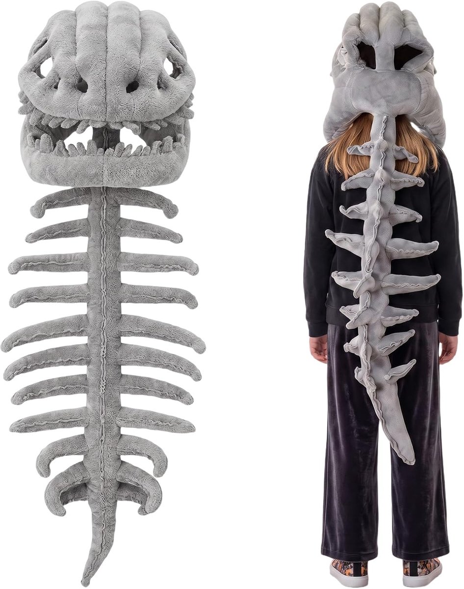 Skeletkostuum, spinosaurus pluche outfit, dinokostuum
