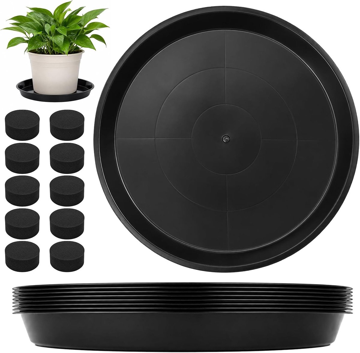 8 stuks bloempotonderzetters, rond, 30 cm, plantenonderzetters