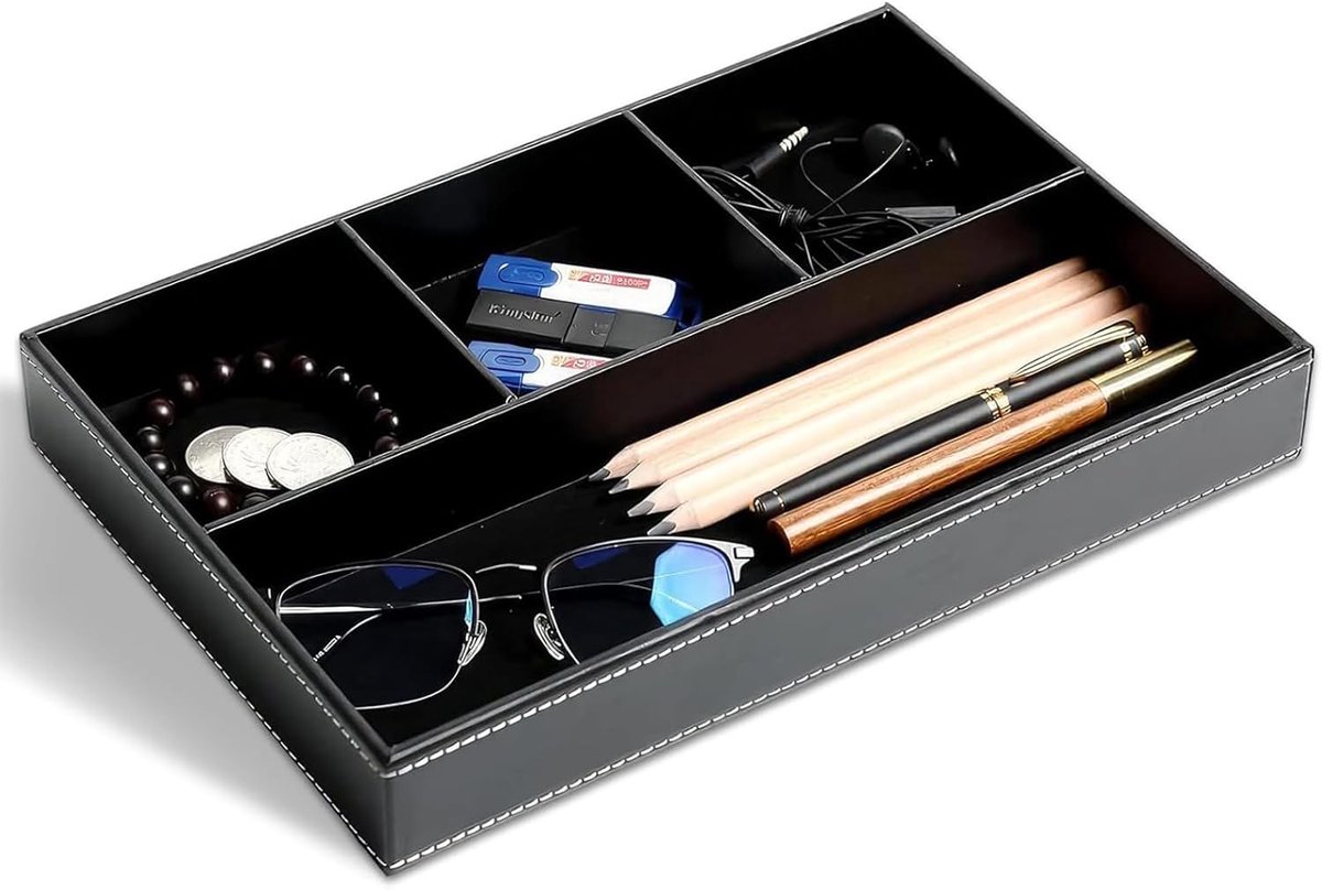 Tray Organiser - Lederen opbergdoos - Multifunctioneel - Perfect voor sieraden en sleutels - ShopVlot