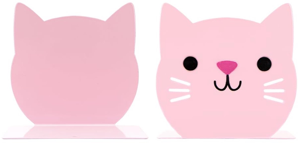 Lieve Roze Kat Kinder Boekensteunen Metalen Boekeneinden Kantoor Bureau School Bibliotheek Decoratie Boekenplank Boek - ShopVlot