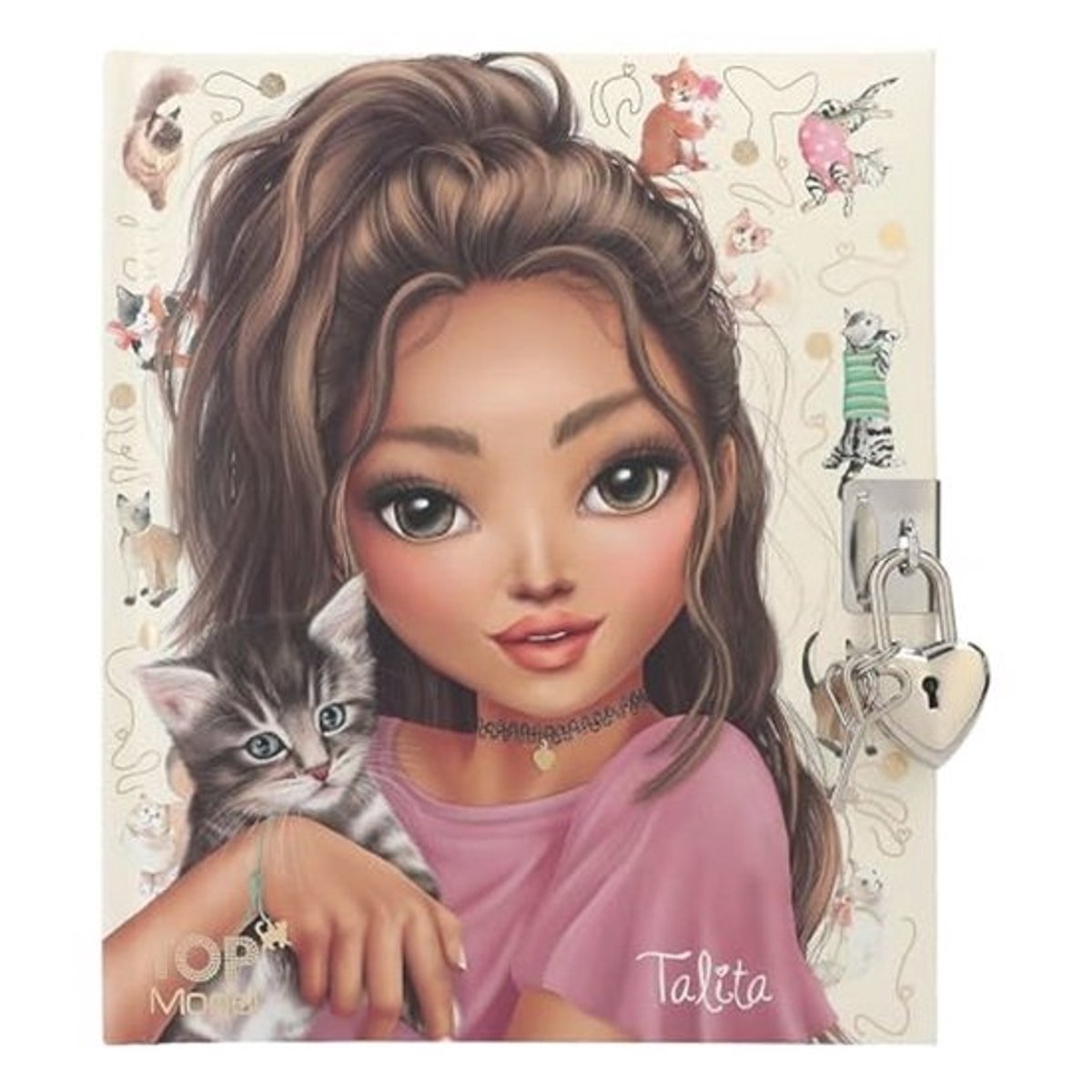 Kitty-dagboek voor meisjes - met hangslot en illustraties