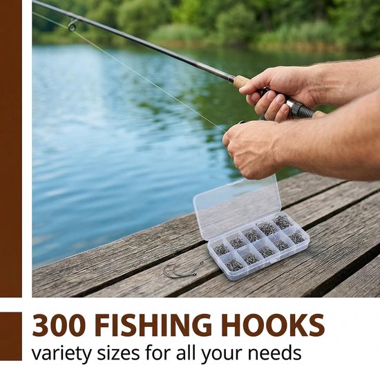 300 stuks vishaken, 10 verschillende kleine vishaken met gat, stekelhaken van koolstofstaal, vishaken voor zeevissen - ShopVlot — afbeelding 5