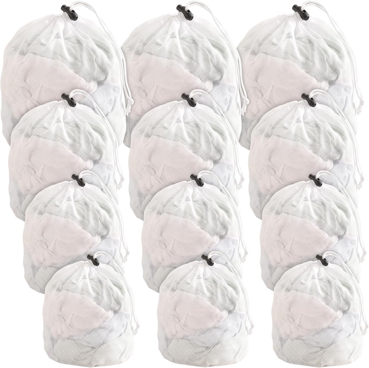 Set van 12 Wasnetten voor Wasmachine - Fijne Mesh Polyester Waszakken voor Kleding, Bh's en Zachte Goederen, Bescherming en Organisatie tijdens het Wassen