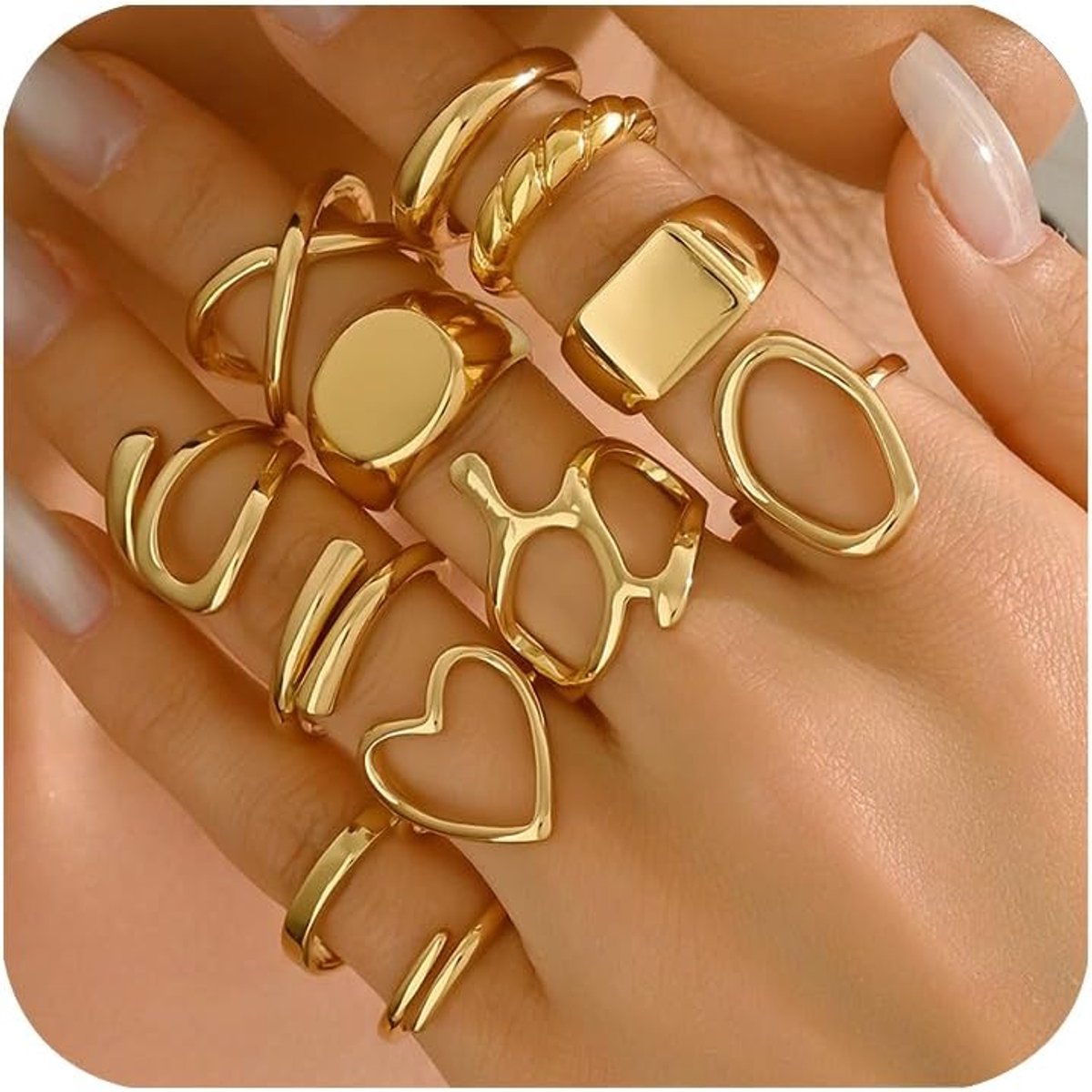 Ringen Set Stapelbare Knuckle Ring Set Voor Vrouwen Vintage Chunky Gouden Ringen Vrouwen Goldplated Chunky Vinger Ring
