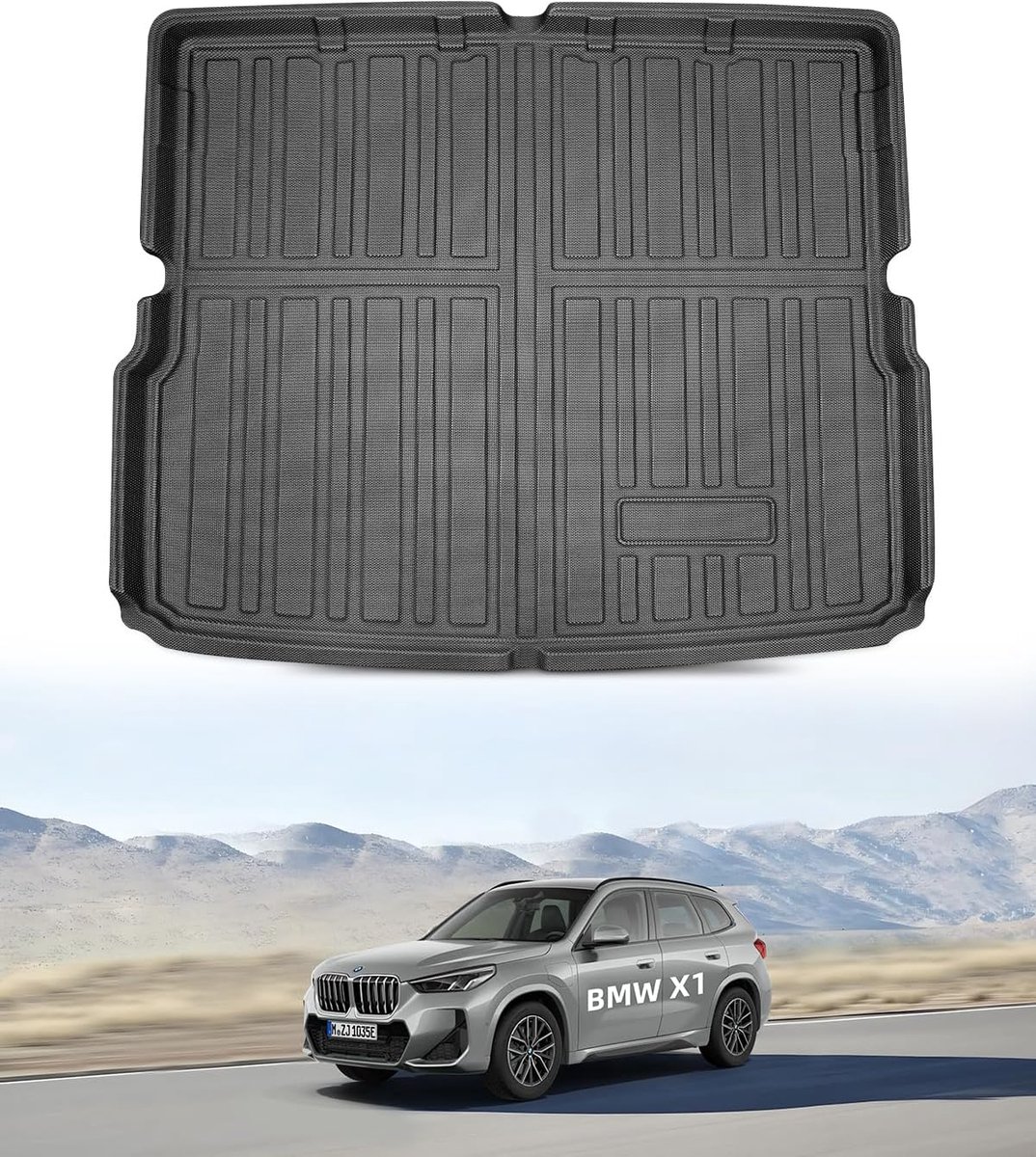 Trunk Mats for BMW X1 2023-2026, BMW iX1 Original TPE Rear Trunk Mat with High Edge, Anti-slip and Waterproof - ShopVlot
