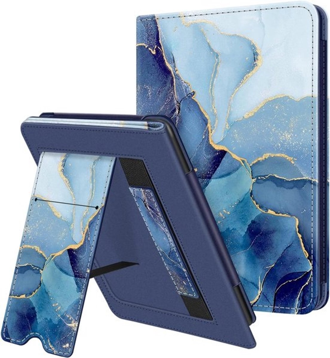 Premium kunstleren standhoes voor 6,8" e-reader - Met kaartsleuf en draagriem