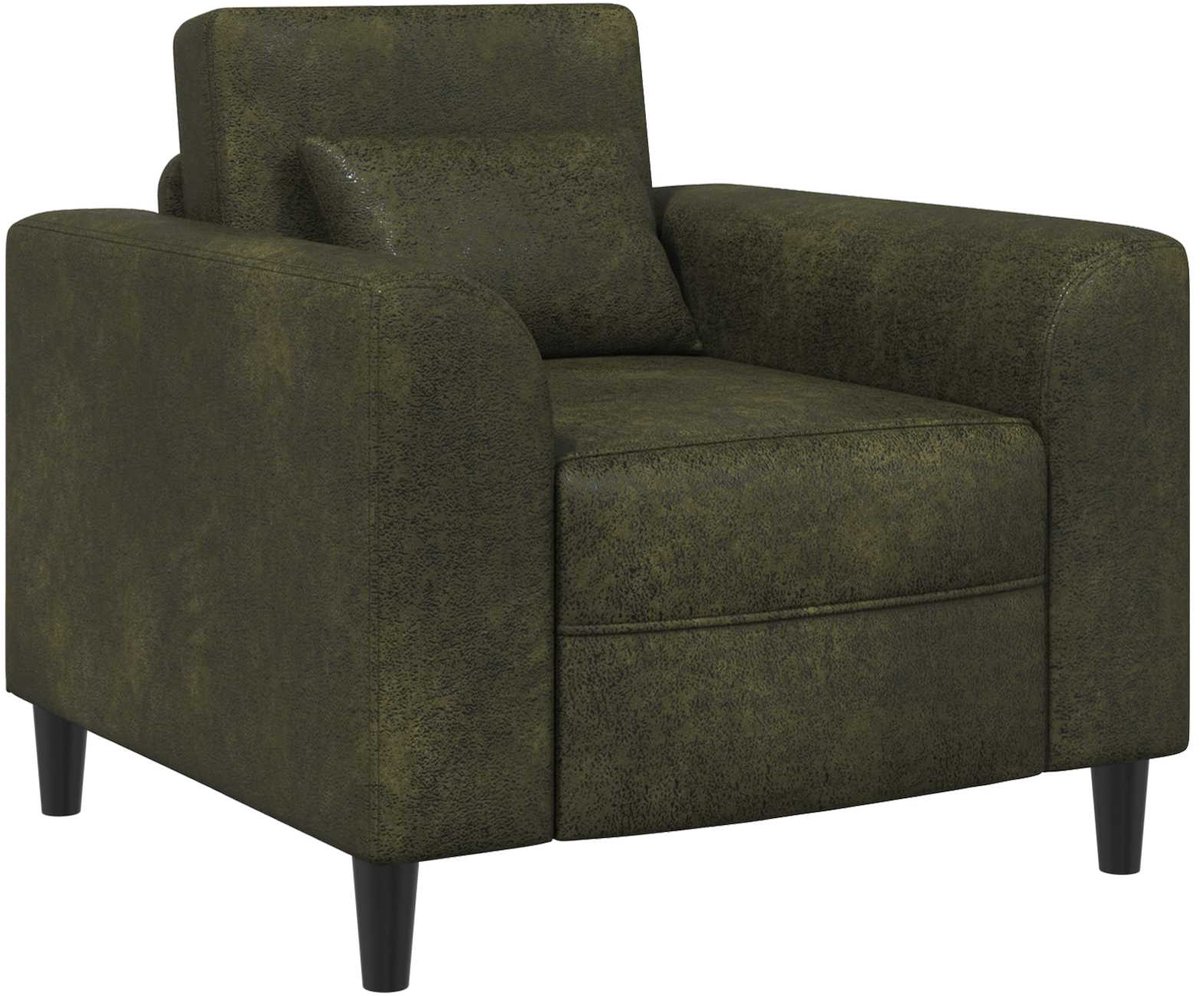 vidaXL Fauteuil - Leger - Groen - Kunst - Suède - Leer Legergroen