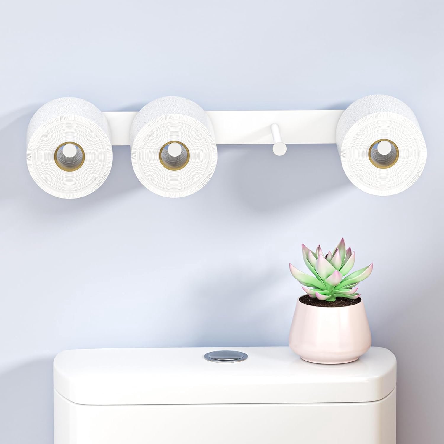 Toiletpapierhouder voor wandopslag, vervangingsrolhouder, toiletpapier van metaal, moderne toiletpapieropslag voor 10 rollen, toiletpapierstandaard voor badkamer, keuken, wasruimte (wit)