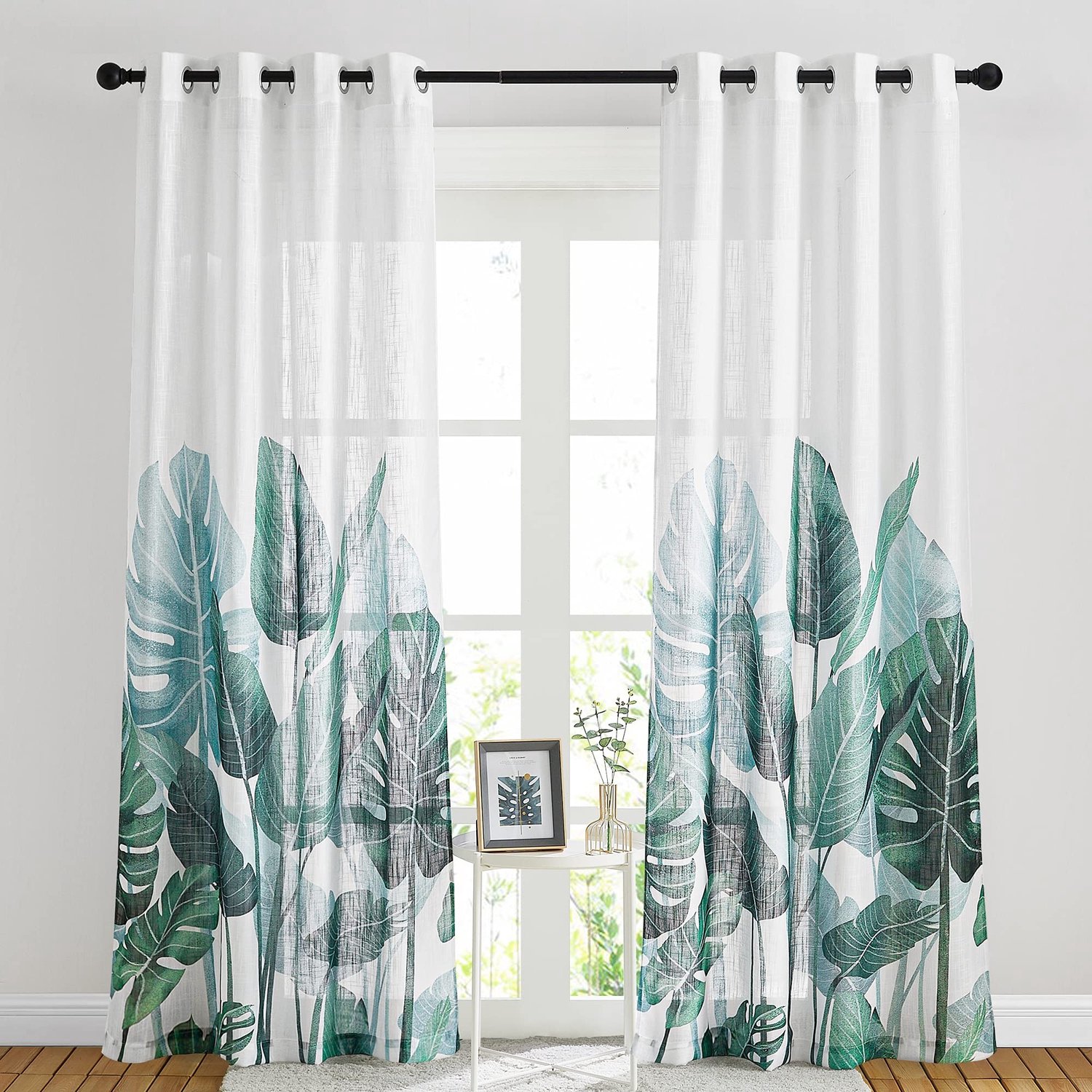 Woonkamergordijnen set van 2 - H 240 x B 132 cm - Voile gordijn - Halftransparant - Decoratieve gordijnen - Linnenlook patroon