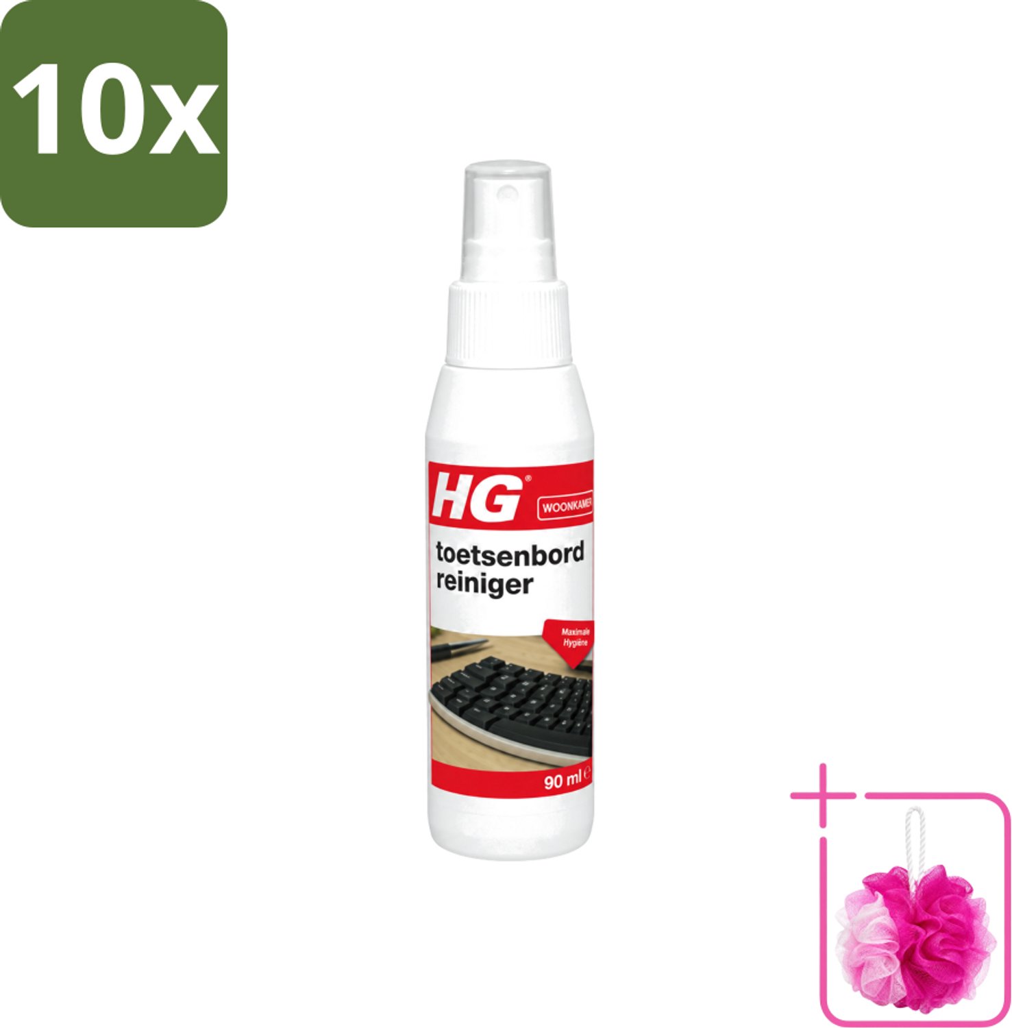 10 x HG - Toetsenbordreiniger - Maximale Hygiëne - Reinigt Snel & Effectief - 90 ml - Bulkverpakking - Toetsenbord reinigen - Douchemop - Toetsenbord reiniger