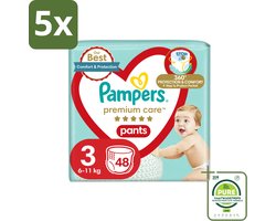5 x Pampers – Luierbroekjes – Premium Care Pants Maat 3 – 48 Luiers - Grootverpakking - Vaatwasstrips - Luier - Luierbroek - Luier Voor Baby - Luier Voor Kind - Droge Billetjes