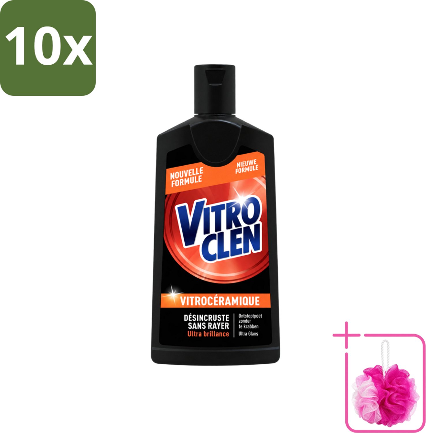 10 x Vitroclen - Kookplaatreiniger - Keramisch & Inductie - Ultra Glans - 310 ml - Bulkverpakking - Kookplaat reinigen - Douchemop - Keramische kookplaat reinigen