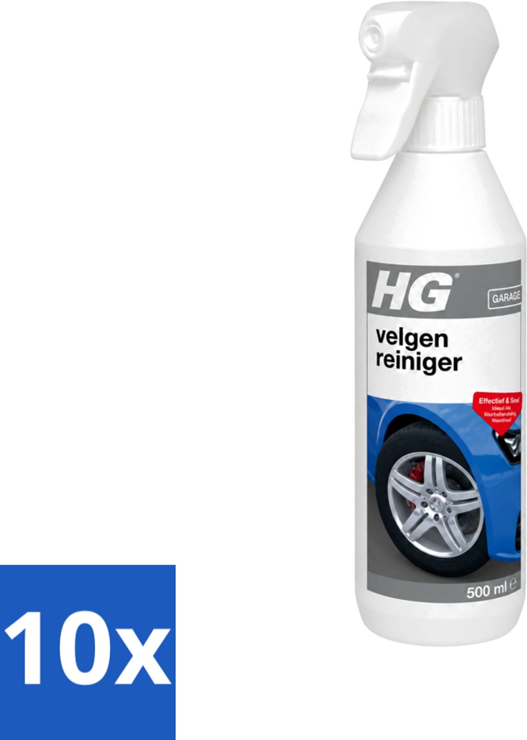 10 x HG - Velgenreiniger - Effectief & Snel - Ideaal Als Voorbehandeling Wasstraat - 500 ml - Voordeelverpakking - 10 stuks