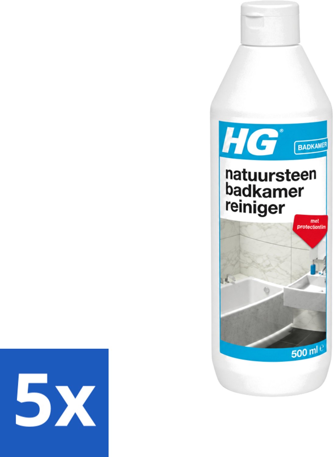 5 x HG - Natuursteen Badkamerreiniger - Beschermt & Reinigt - 500 ml - Voordeelverpakking - 5 stuks