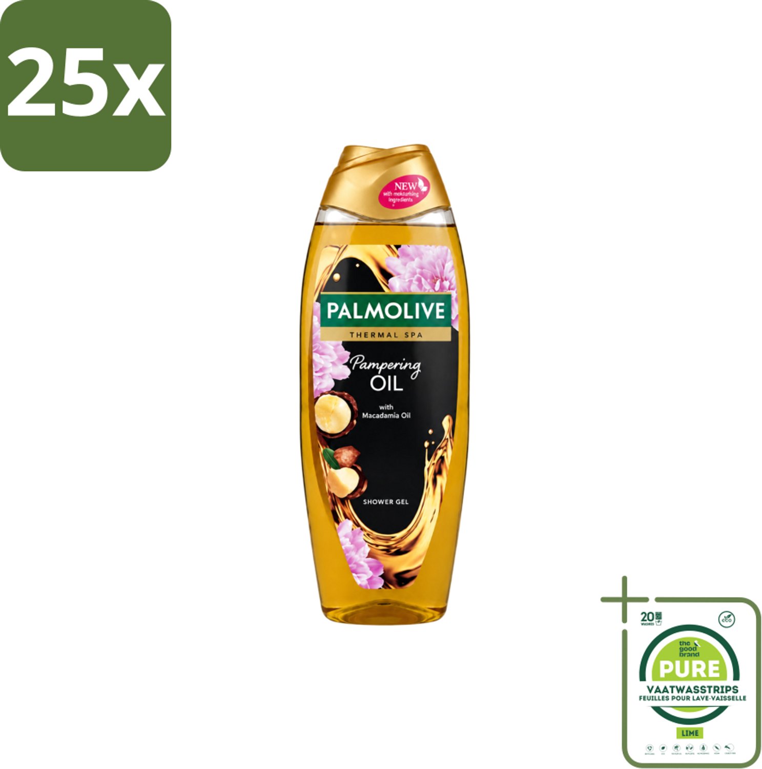 25 x Palmolive – Douchegel – Thermal Pampering Oil – 650 ml - Grootverpakking - Vaatwasstrips - Douchegel - Huidverzorging - Warme Douchegel - Voedende Douchegel - Aromatische Douchegel