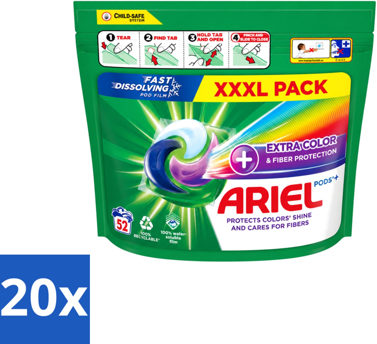 20 x Ariel – Waspods – Fiber Protection – 52 wasbeurten - Voordeelverpakking - 20 stuks