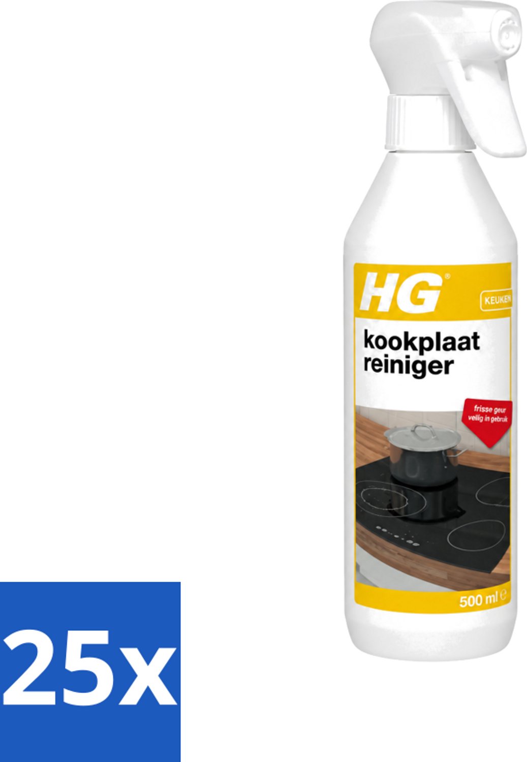 25 x HG - Kookplaatreiniger Spray - Frisse Geur - Veilig in Gebruik - 500 ml - Voordeelverpakking - 25 stuks