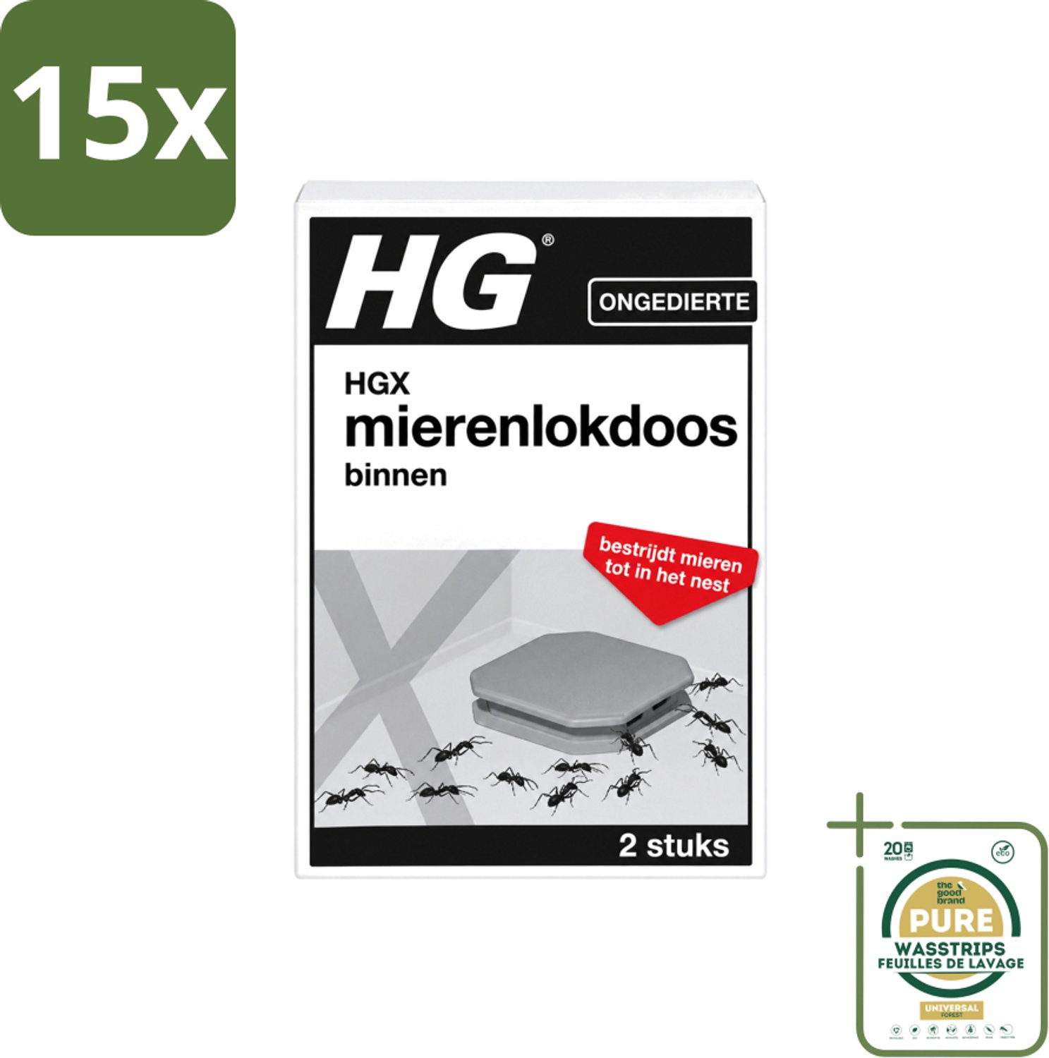 15 x HG X - Ongedierte - Mierenlokdoos Binnen - Bestrijdt Tot In Het Nest - 2 Doosjes - Wasstrips - Mierenbestrijding Binnen - Mierenlokdoos - Mierenbestrijding - Mierenbestrijding In Huis - Mierenbestrijding Op Looproutes
