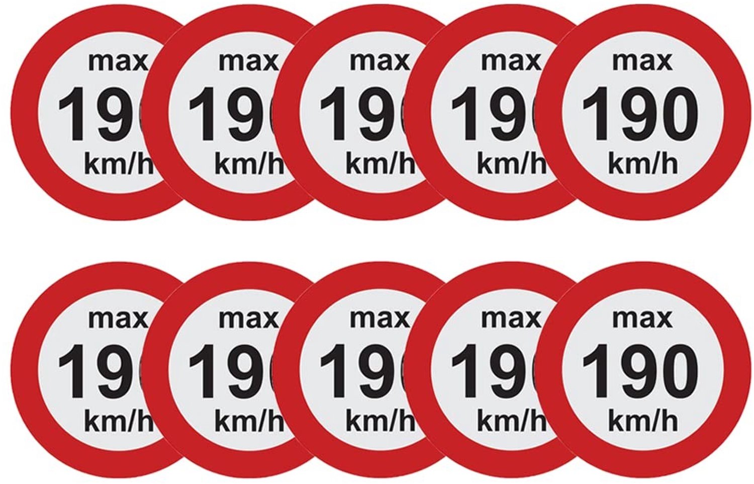 Pack van 10 Speed Stickers - Voor Winterbanden 190 km/h