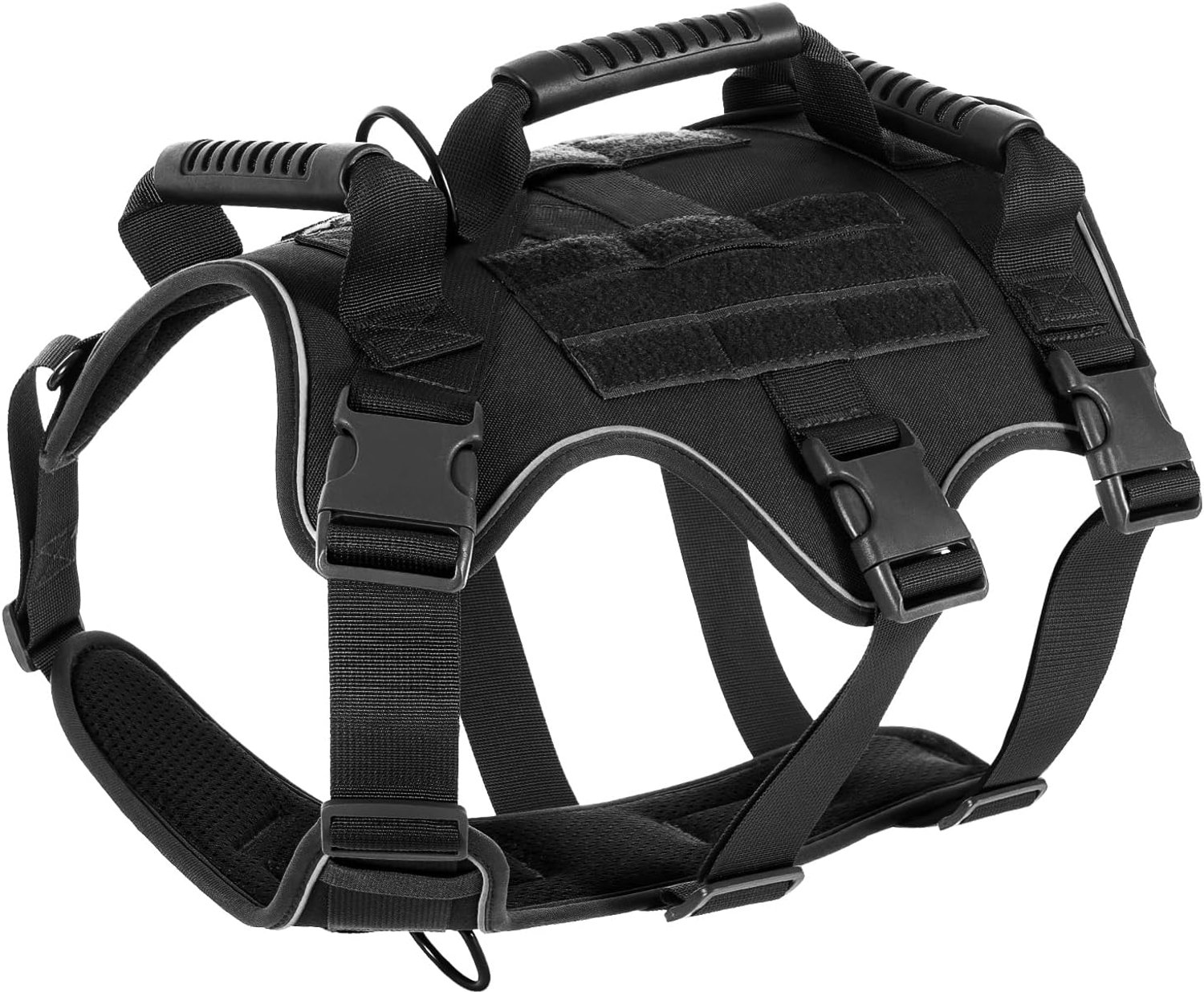 Reflecterend, mesh-voering, 3 handgrepen, anti-ontsnapping, instelbaar, zwart, L
