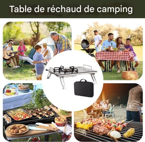Campingkooktoestel - Opvouwbaar fornuis - Buiten koken - Roestvrijstalen constructie - 41.7 x 17.4 x 32 cm - Zilver — afbeelding 3