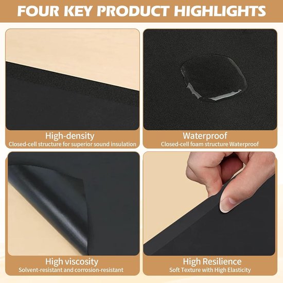 Multifunctionele zelfklevende neopreen schuimrol van 1,5 m - Snijbare rubberen plaat voor meubelpads en isolatie (1,5 mm) — afbeelding 3