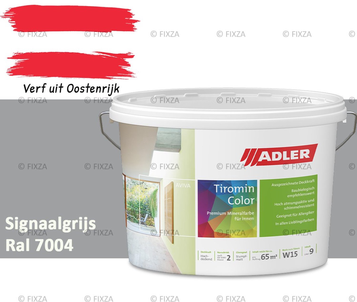 ADLER Aviva Tiromin-Color Silicaat Muurverf Binnen – 1 Liter – RAL 7004 Signaalgrijs, Hoogdekkende & Ademend – Ecologische Schimmelwerende Wandverf