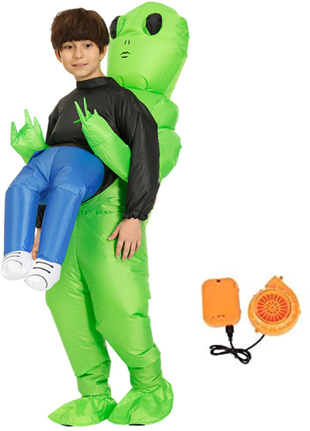Opblaas Kostuum Gedragen Door Alien - Alienpak Mascotte Opblaaspak - Opblaasbare Alien Pak Ontvoering - Opblaasbaar Buitenaards Kostuum Voor Kinderen - 1,2-1,5 m - Voor Halloween & Carnaval & Themafeest
