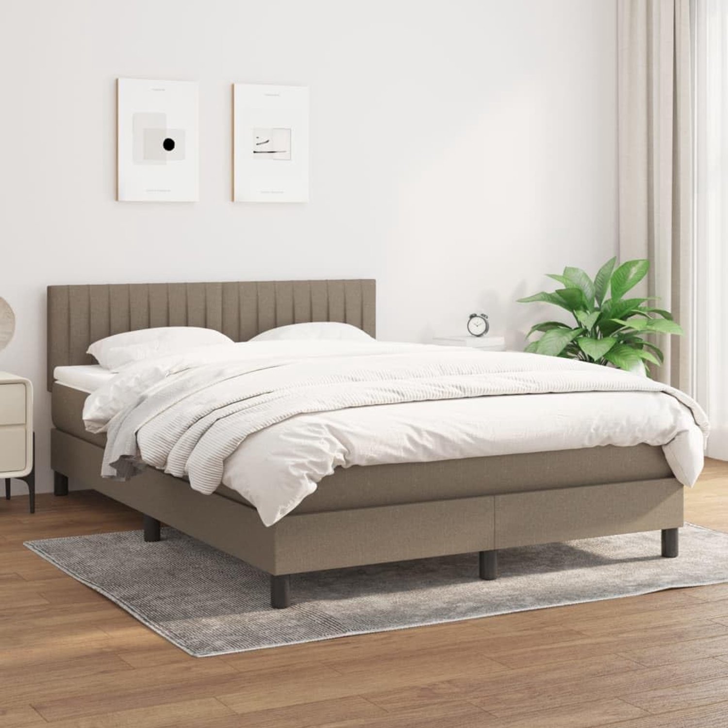 Stof Verstelbaar hoofdbord Boxspringbed Taupe 140x200 cm