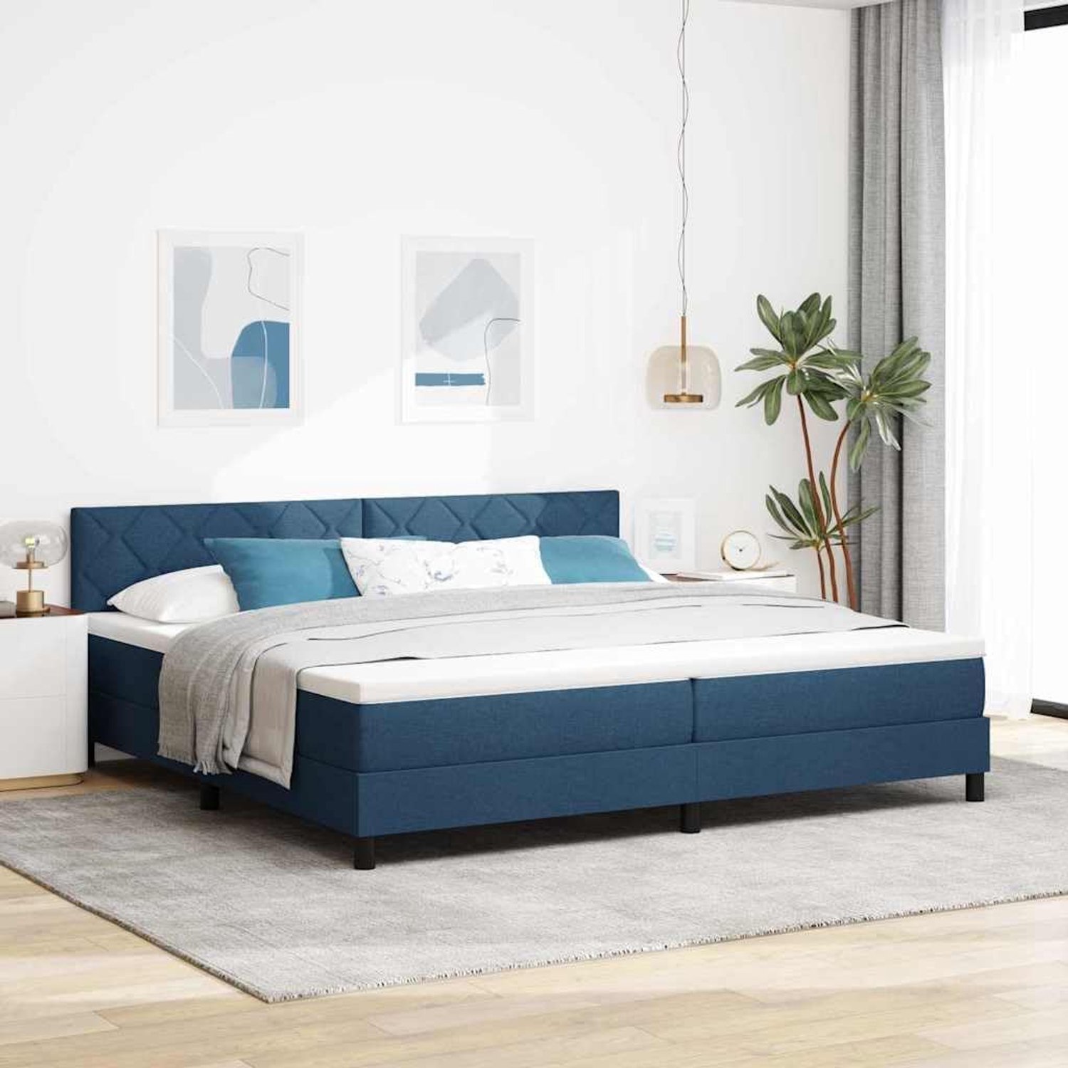 Bekleding Modern ontwerp Boxspring Blauw 200x200 cm