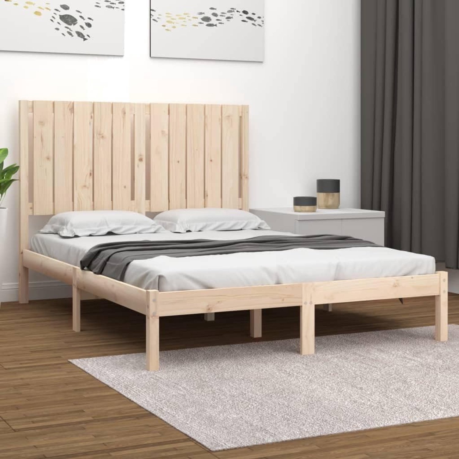 Grenenhout bedframe Modern hoofdeinde Rustiek 120x200 cm Naturel