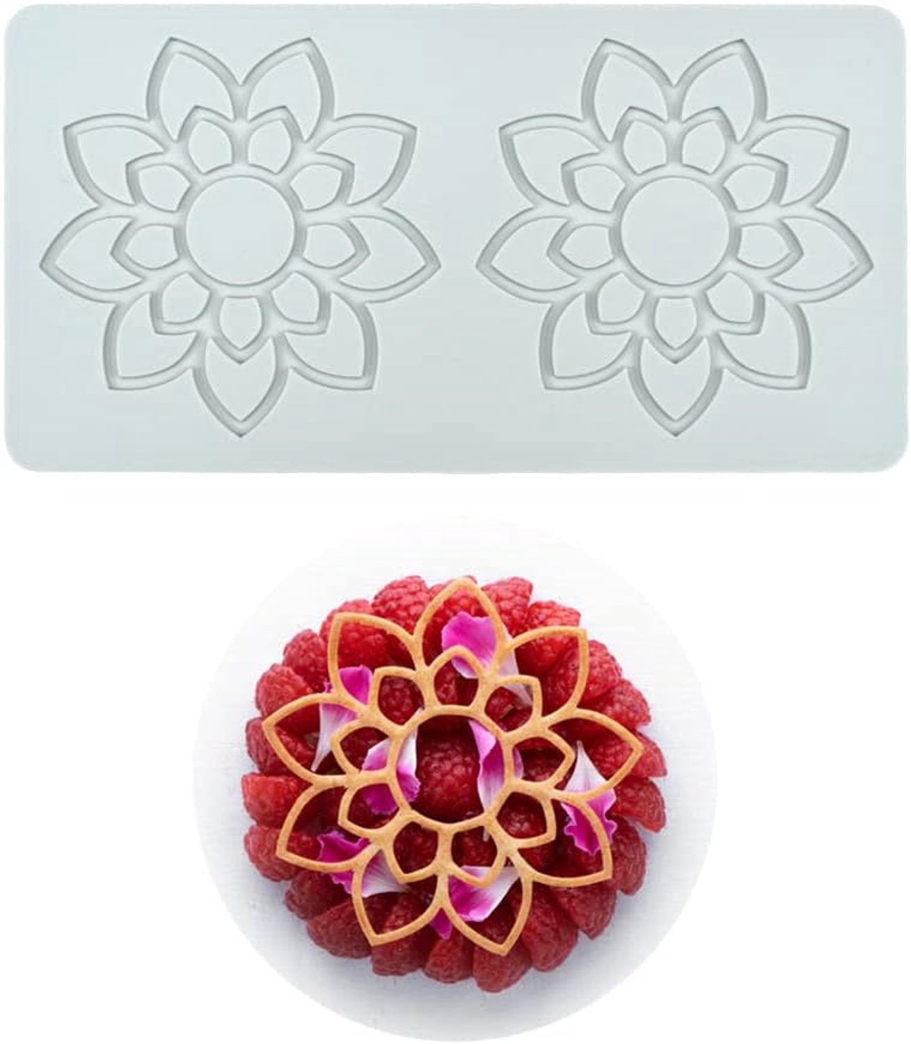 Lace Mold, Silicone Lace Fondant Mallen, Sugar Craft Impression Mold Eetbare Cake Moleculaire Cuisine Decorating, 2 Gaten Flower