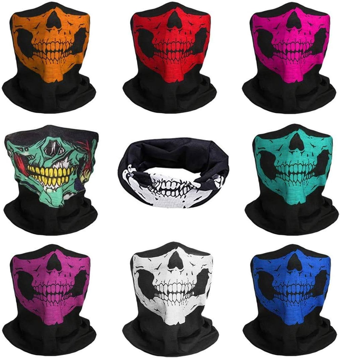 Doodshoofd masker multifunctionele doek stormmasker schedel masker Halloween gezichtsmasker bandana slang masker schedel halsdoek hoofddoek voor dames heren sport motorfiets fiets 8 stuks