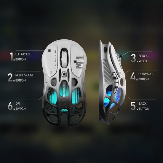 Draadloze Gaming Muis van Lichtgewicht Magnesiumlegering met Ergonomisch Ontwerp en Hoge Precisie — afbeelding 3