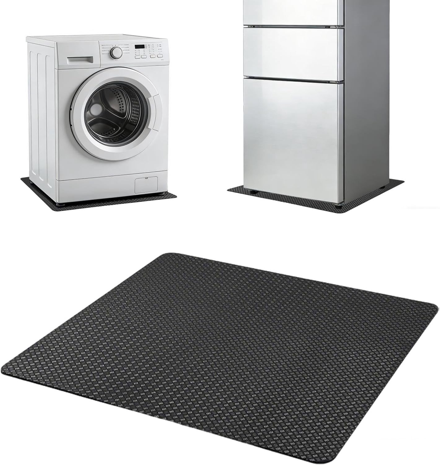 Antivibratiemat, antislip onderlegger 60 x 60 cm voor wasmachine, droger en subwoofer, geluidsabsorberend en veelzijdig gebruik, zwart