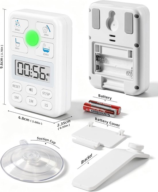 Timer voor Kinderen 4 in 1, Rood Groen Licht, Borstelen Potty Douche Timer — afbeelding 5