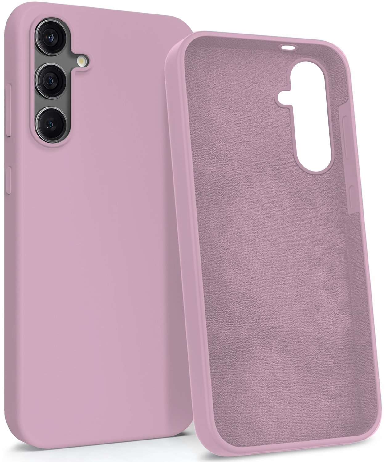Hard Case voor Samsung Galaxy S24 Plus - Siliconen met Microfiber Voering - Schokbestendig in Baby Roze