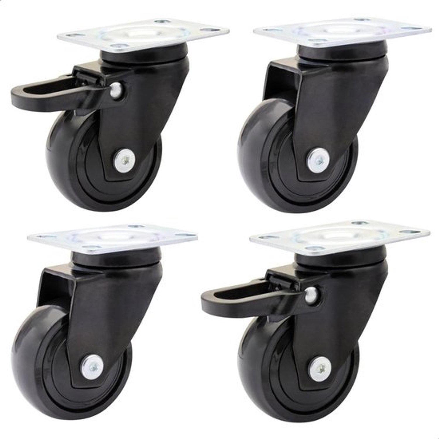 Designzwenkwielen set - Meubel- en apparaatwielen - Voor meubels verplaatsen - Zachte loopvlakken tegen krassen - Diameter 50 mm, draaglast 50 kg - Zwart