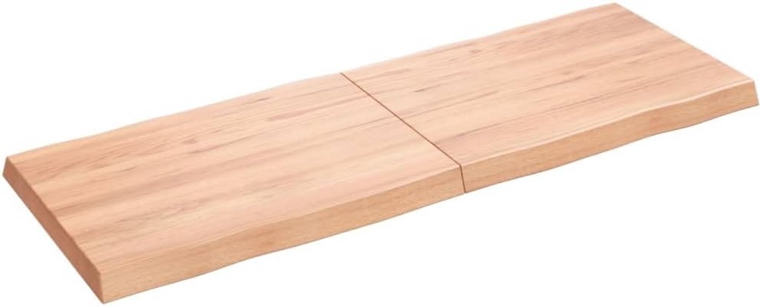 Rechthoekig, eikenhout, lichtbruin, lichte randen, 140 x 50 x 6 cm, tafelblad voor keuken, eettafel, bartafel, houten blad, vierkante plaat