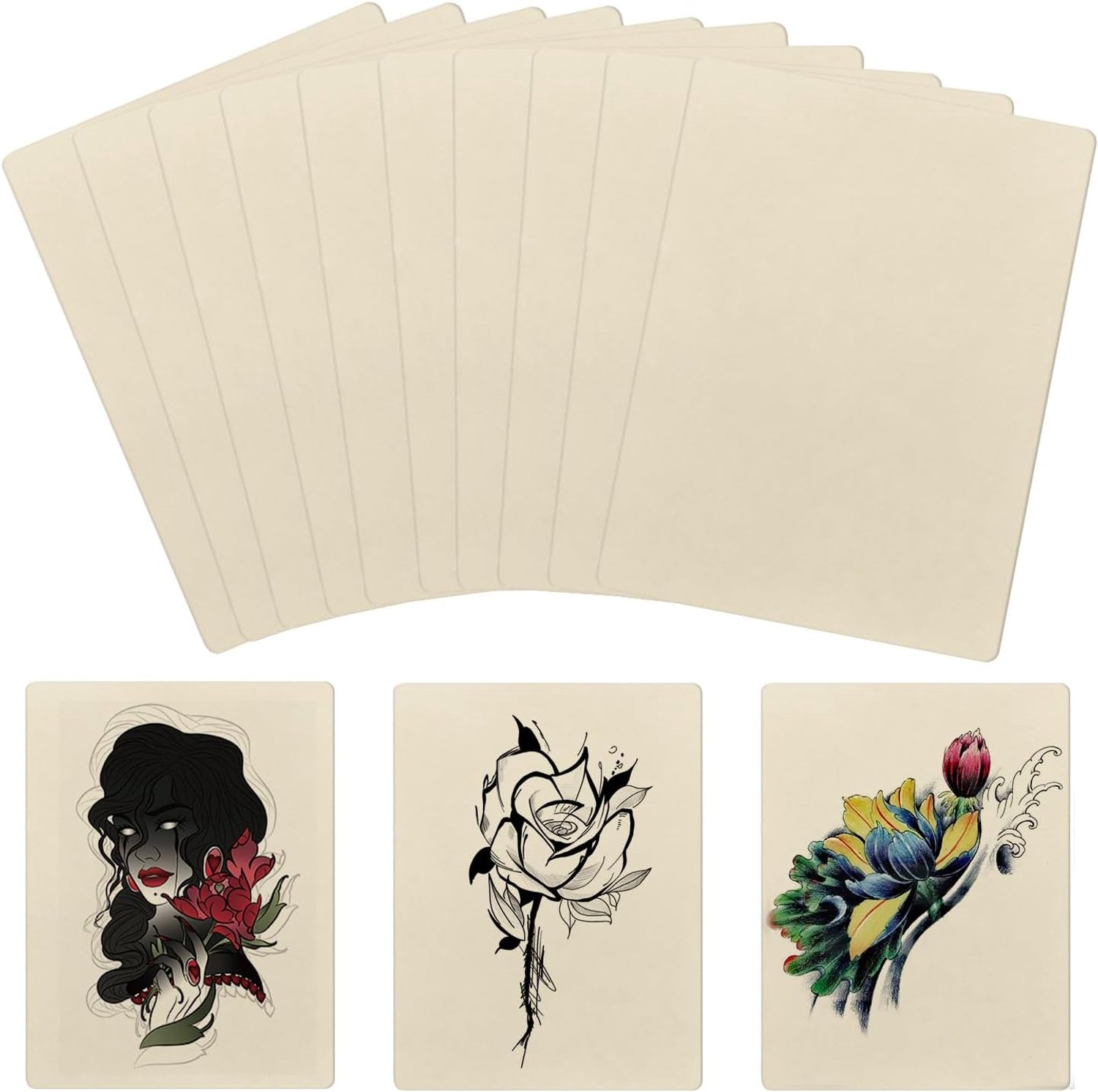 10 stuks tatoeage-oefenhuiden, dubbelzijdige tatoeage, nephuid, 19,5 x 14,5 cm, oefenhuid voor tatoeages, tattoo-benodigdheden, tattoo-kit (10S huid)