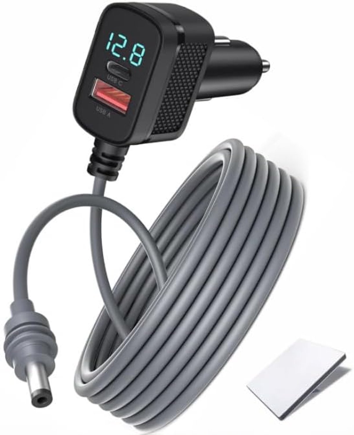 3-in-1 DC-stroomkabel met digitaal display, 12-24 V, USB-A QC3.0 USB-C PD snellaadkabel, waterdichte verlengkabel, compatibel met Starlink Mini