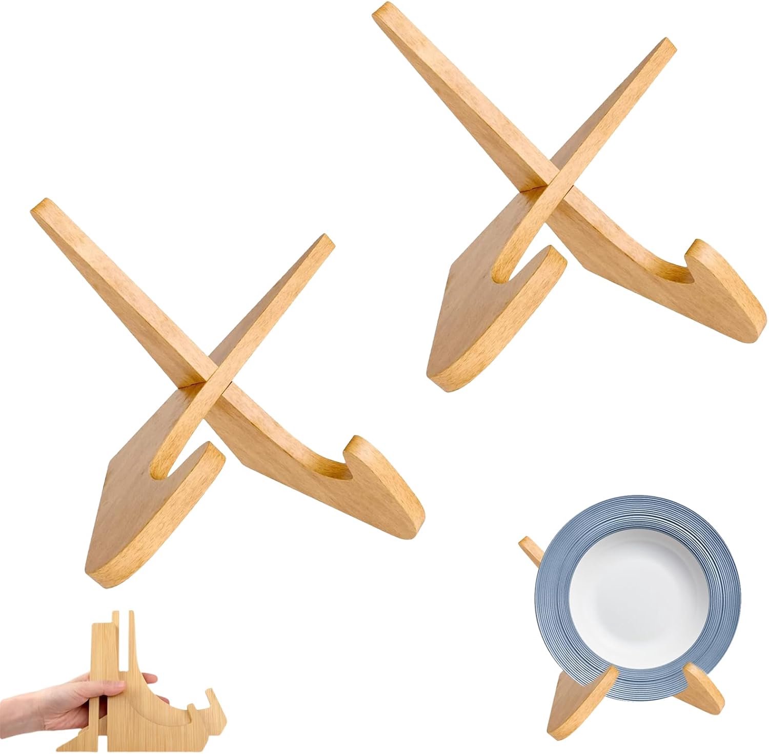 Houten display standaard 2 stuks mini pizzabord houder 22.9x15.2x19 cm natuurlijke kleur keuken decoratief rek voor kookboek bord en kunst展示