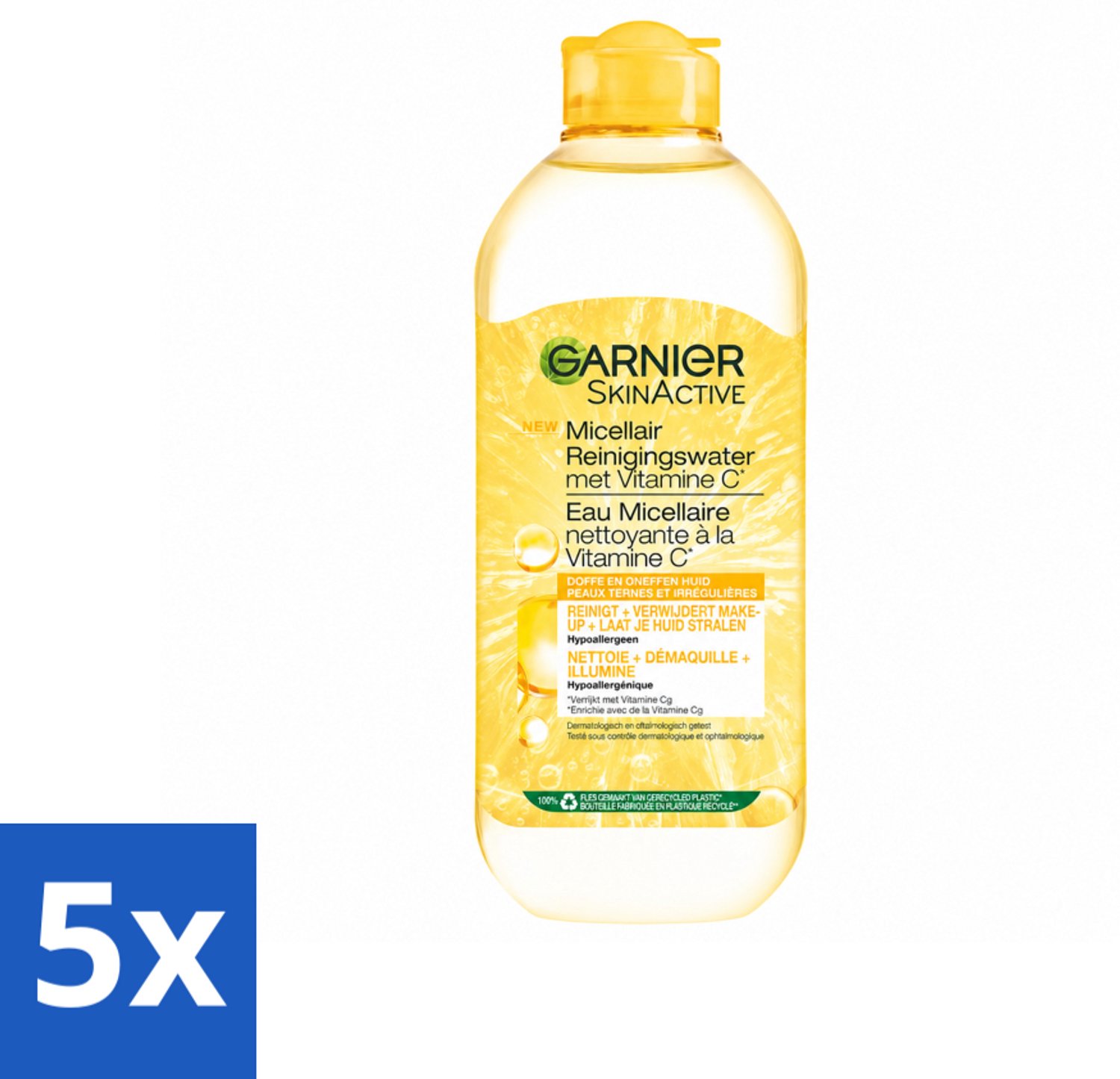 5 x Garnier - SkinActive - Micellair Water - Vitamine C - Reinigingswater - 400 ml - Voordeelverpakking - 5 stuks