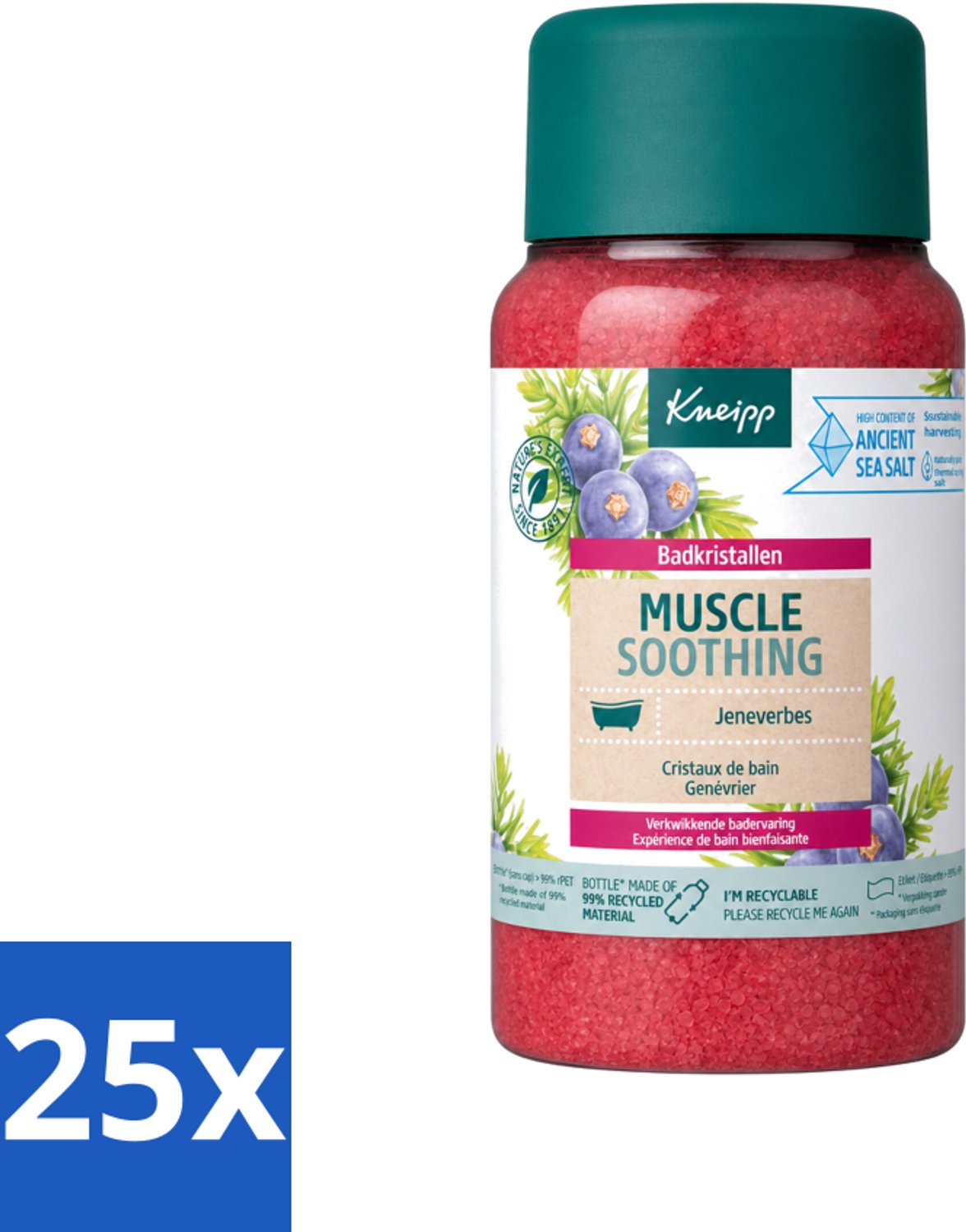 25 x Kneipp - Badzout - Muscle Soothing - Jeneverbes - Weldaad voor spieren - 600 g - Voordeelverpakking - 25 stuks