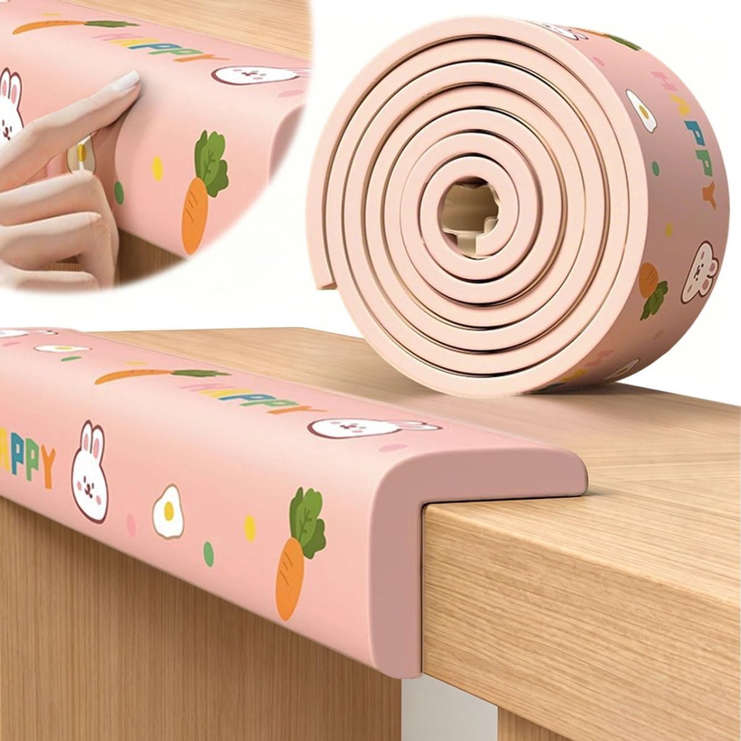 Randbescherming voor baby's, schuimrubber, tafelrandbescherming, hoeken, zelfklevend, voor kinderen, bed, vensterbank en bureau, meubels (Roze -2, 2M X 8CM)